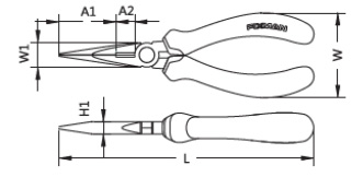 Pinza, punta larga, precisión, versátil
