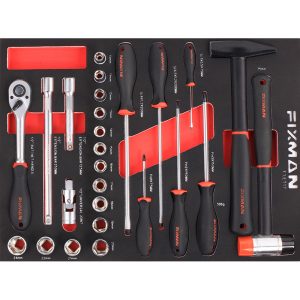 Juego en charola de 26 pzas dados 1/2" y desarmadores